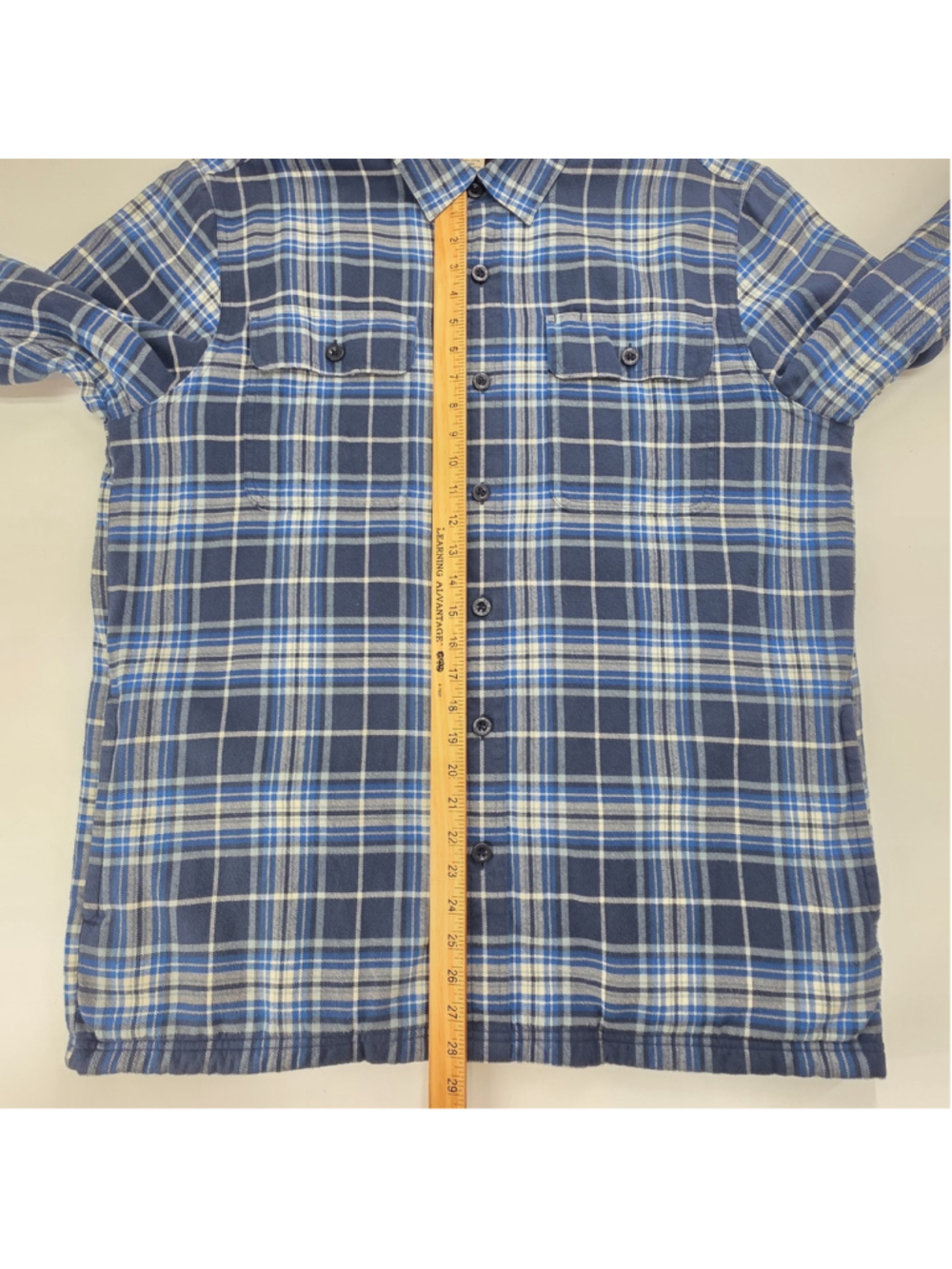 L.L.Bean Fleece Lined Flannel Shirt Jacket Mens L Blue Plaid Workwear - Picture 10 of 12